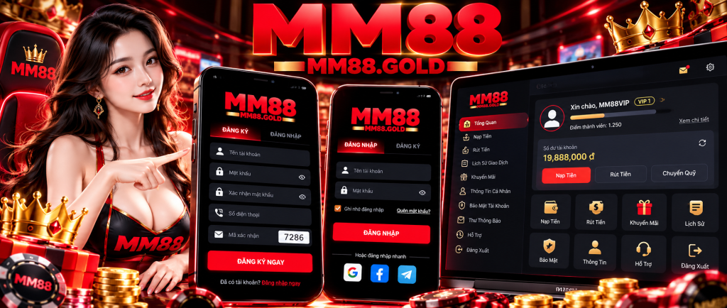 Giao diện đăng ký và quản lý tài khoản MM88